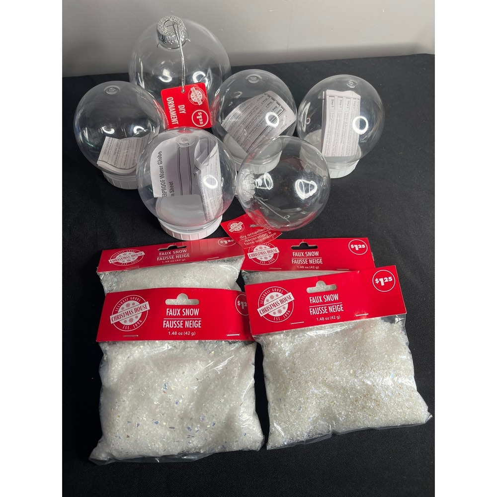 Christmas House DIY Water Globe and Faux Snow Kit 5 Globes 4 Snow Bags Bundle